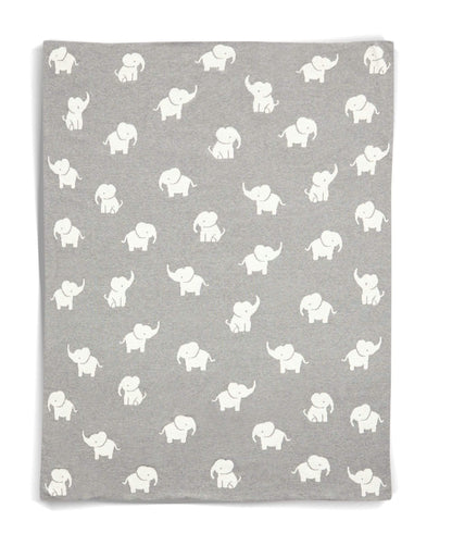 Knitted Blanket - Welcome to the World Elephant - Grey