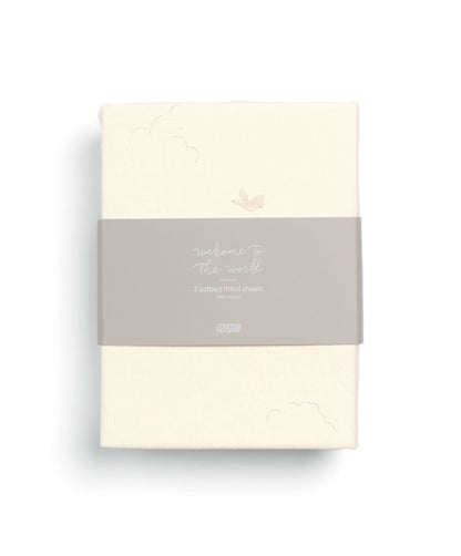 Cotbed Fitted Sheets (2 pack) Welcome to the World Duckling - Cream