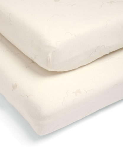 Cotbed Fitted Sheets (2 pack) Welcome to the World Duckling - Cream
