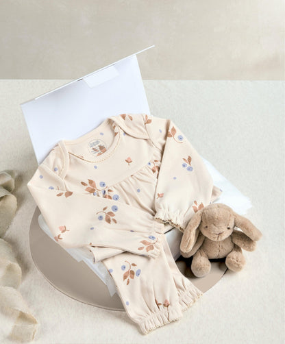 Berry Print Pyjamas & Small Beanie Bunny Gift Box