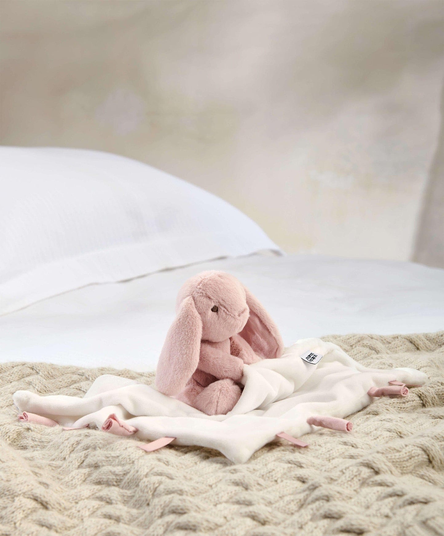Embroidered Bodysuit & Floral Leggings Set (2 Pieces)  & Pink Bunny Comforter Gift Box