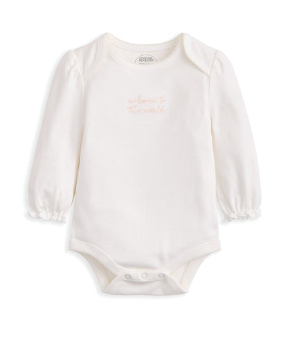 Embroidered Bodysuit & Floral Leggings Set (2 Pieces)  & Pink Bunny Comforter Gift Box