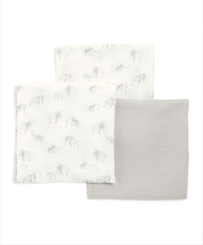 Large Muslin Cloths (3 Pack) - Welcome to the World Elephant