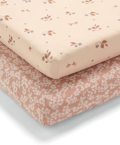 Cotbed Fitted Sheets (2 Pack) – Berry/Peony