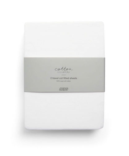 Travel Cot Fitted Sheets (2 Pack) - White