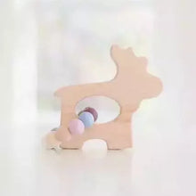 Bannor Toys Moose Grasping Wooden Baby Toy with Teething Beads