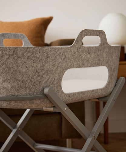 SnuzBaskit Moses Basket & Stand - Light Grey/Dove