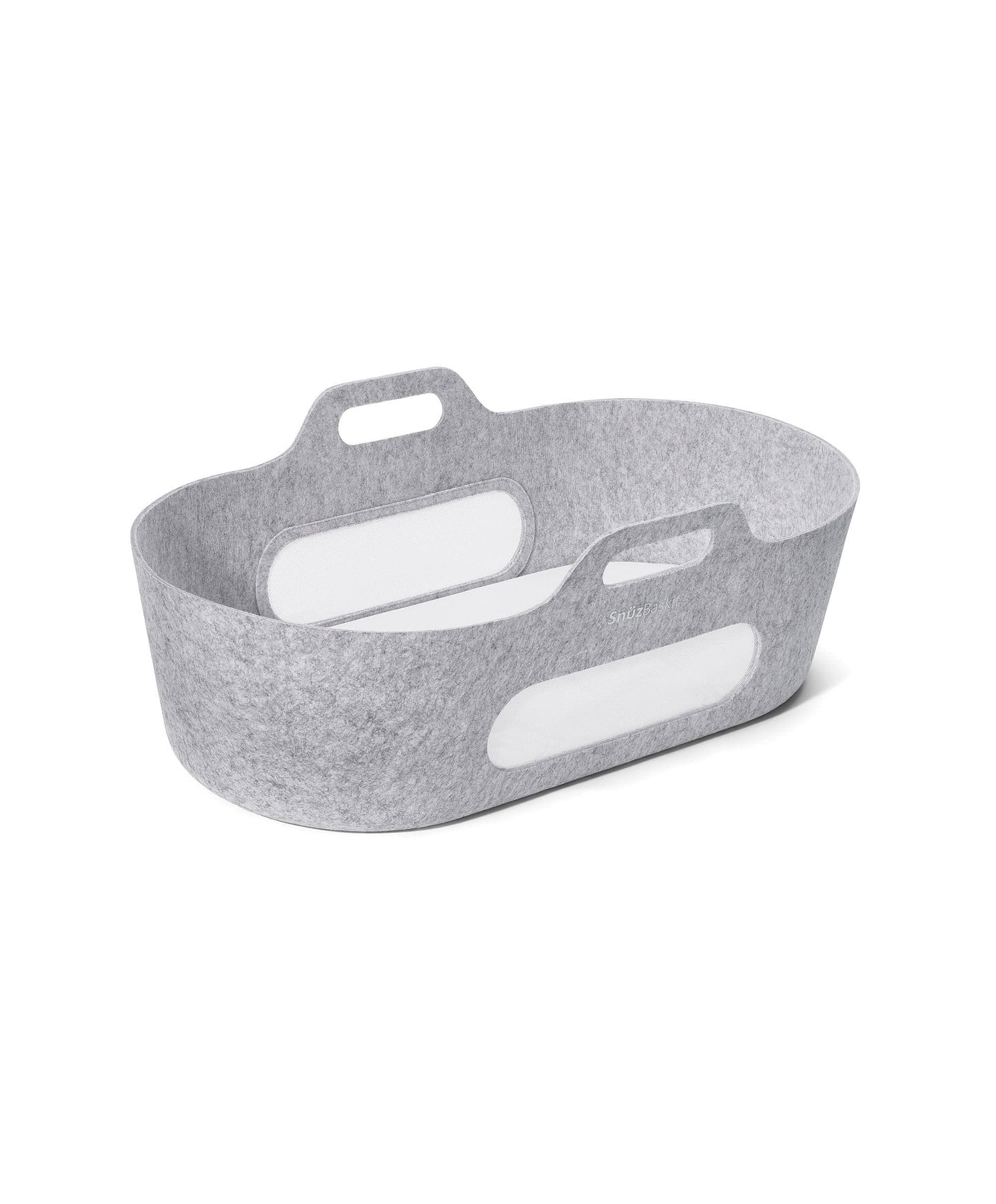 SnuzBaskit Moses Basket & Stand - Light Grey/ Natural