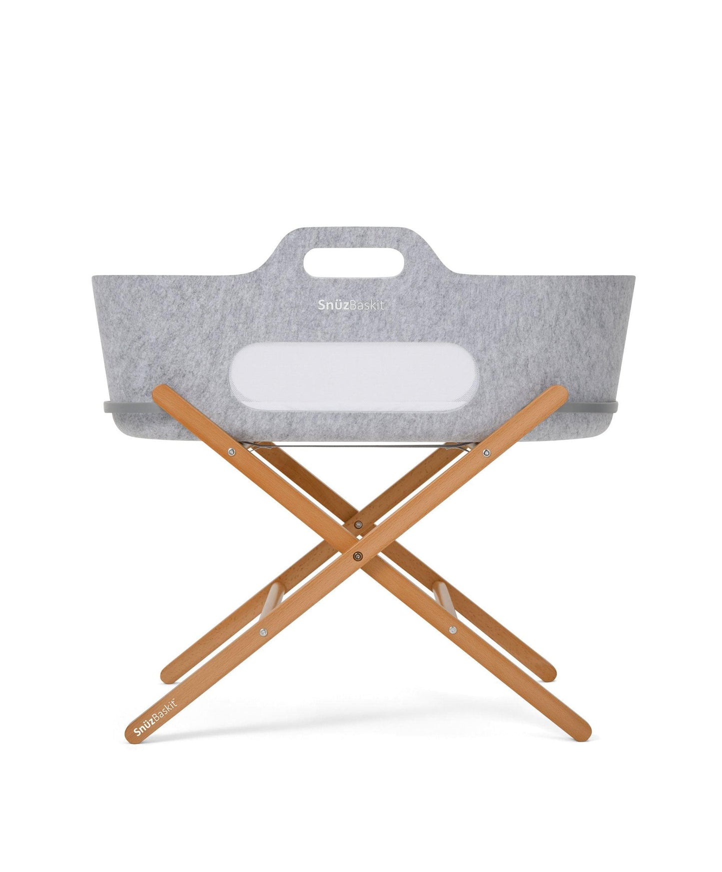 SnuzBaskit Moses Basket & Stand - Light Grey/ Natural
