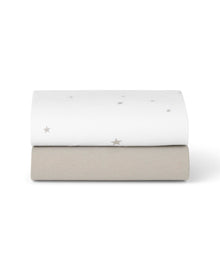 Snüz Twin Pack Moses Basket Sheets - Grey Cloud
