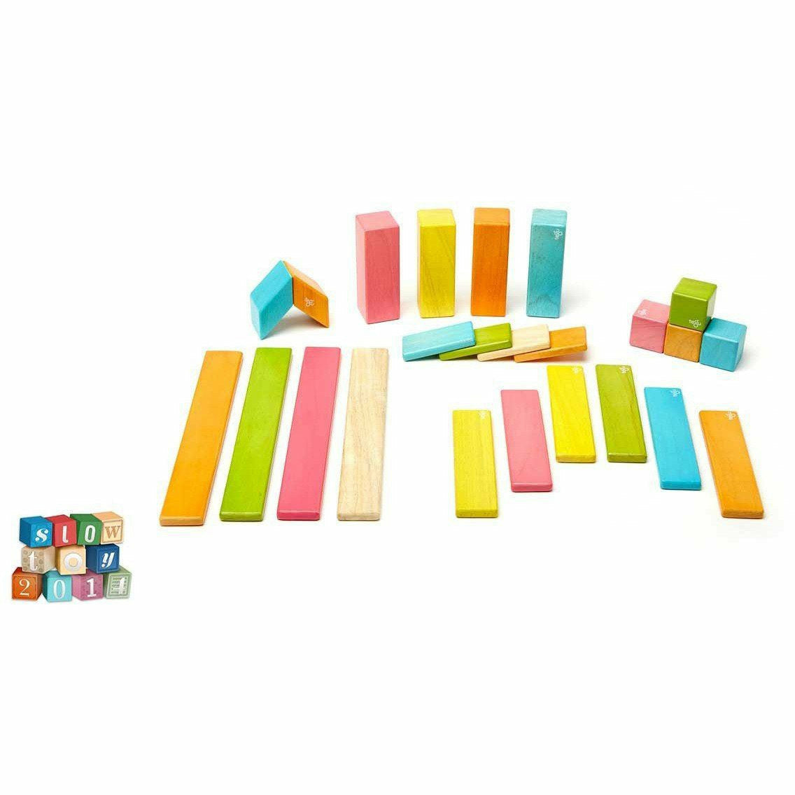 Tegu 24 Piece Magnetic Wooden Block Set: Tints