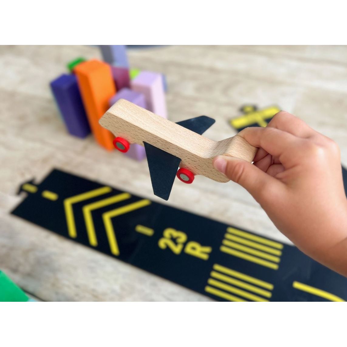Waytoplay Airport Set with Wooden Airplane